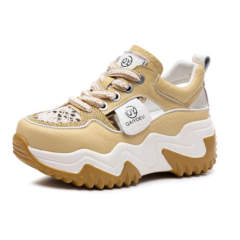 

Hollow shoes women s hole hole thick sole new summer heightening muffin casual versatile sports little white shoes 40 жовтий