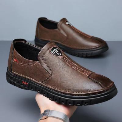Men's Shoes Autumn and Winter New Velvet Men's Business Leather Shoes Men's Lightweight Soft-soled One-pedal Men's Casual Leather Shoes