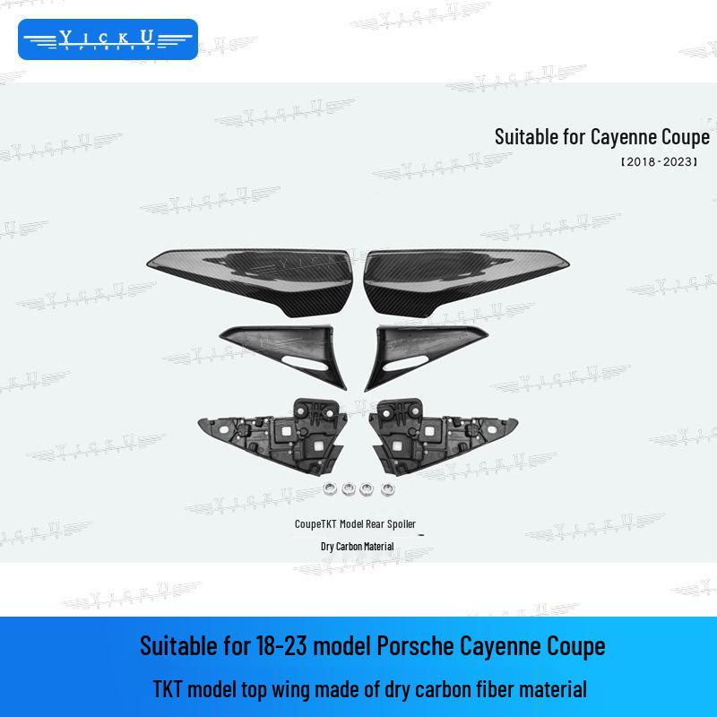Porsche Cayenne 9Y0 Carbon Fiber Rear Spoiler & Middle Wing for 2018-2025 Models
