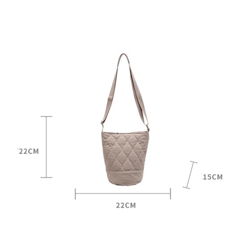 Korean Style Versatile Women Crossbody Bag Solid Color Adjustable Straps Cotton Clothing Bag Diamond Grid Tote Bag for Women