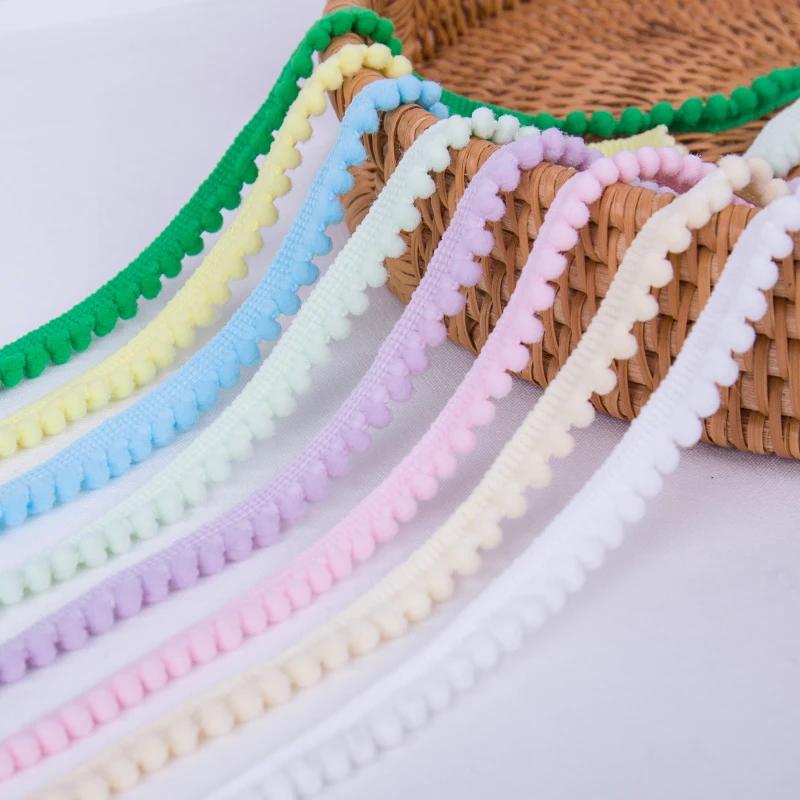 1-10Yards Mini Colorful Pearl Pompom Decoration Ball Tassel Ribbon Sewing Lace Knitted Fabric Handmade DIY Craft Accessories
