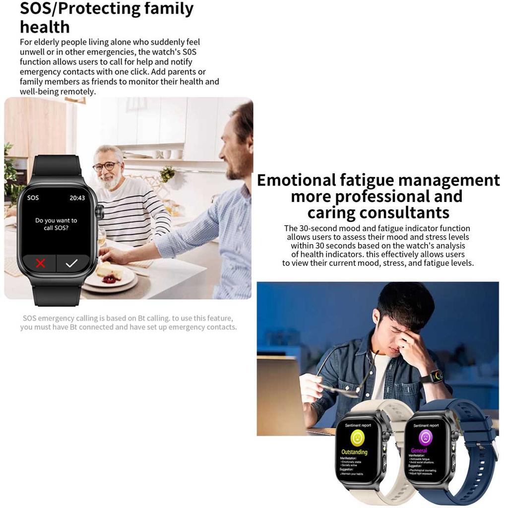 2025 Nursing Health Smart Watch Men ECG Heart Rate Blood Pressure Body Analysis Heart Rate Call Smartwatch