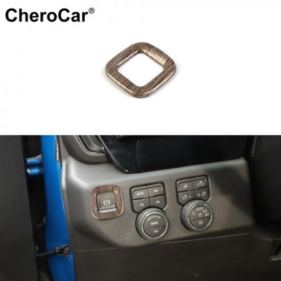 Wood-Grain Car Dashboard Console Gear Decor Cover Trim for Chevy Silverado 19-21 1pcs Electronic handbrake