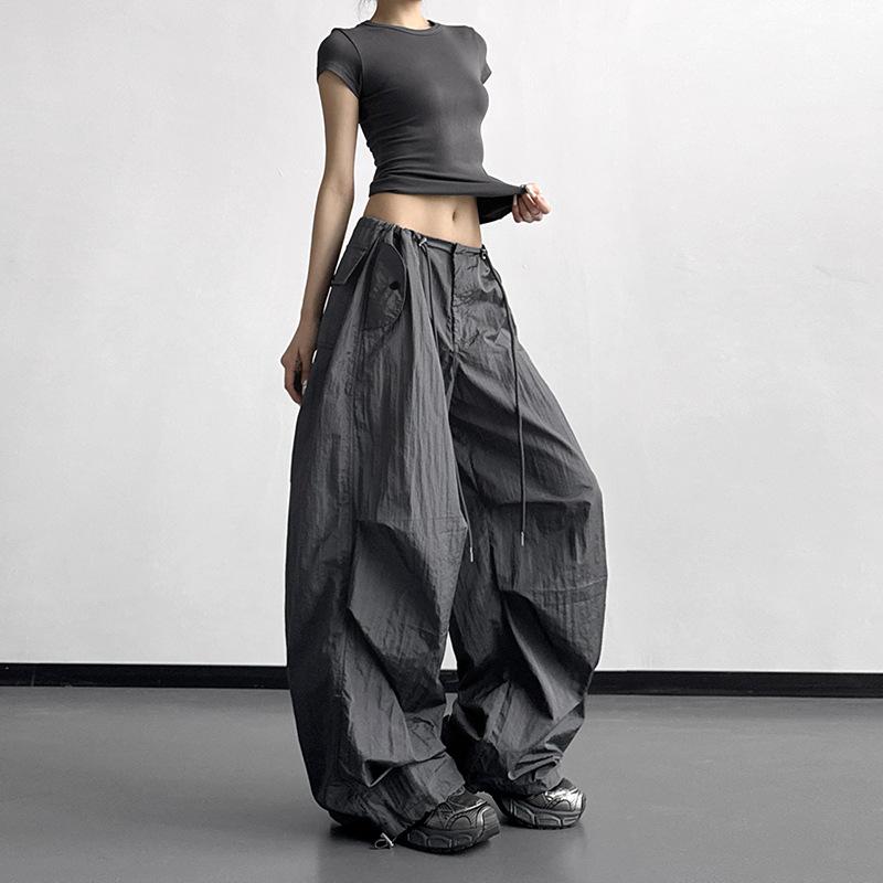 

Women s Military Green Wide-Leg Parachute Pants - Spring 2026 Collection Dark Gray Extended