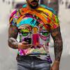 Men's and women's summer fashion HD 3D printing abstract art print T-shirt casual polyester round neck casual short sleeve
