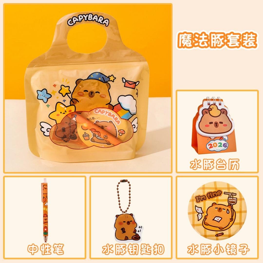 

1Pack Kawaii Capybara Pencil Notebook Bookmark Keychain Sticker C alendar Various Styles Stationery Set For Kids Christmas Gift