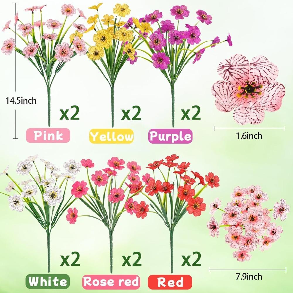 2/4Pcs 35cm Artificial Flowers for Outdoors UV Resistant Fake Flower Greenery Shrub Plant Home Garden Porch Patio Wedding Decor