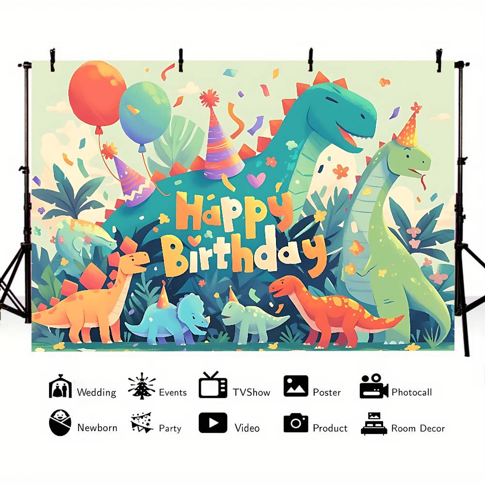 Inosaur Jungle Birthday Party Background Photography Castle Wizard Platform Street Birthday Party Decoration Gifts Props Poster