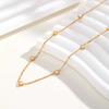 7 Heart-shaped White Zircon Necklace for Women,Gold Plated Stainless Steel Flat Rolo Chain Choker Necklaces,Fashion Jewelry Gift
