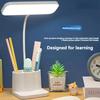 Lampe de bureau LED réglable avec commande tactile, protection des yeux, 3 modes de température de couleur, porte-stylo, rechargeable par USB, pour la lecture