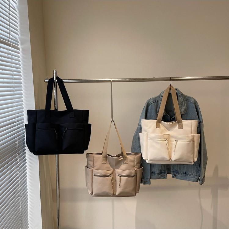 Versatile casual nylon bag women's 2025 new large-capacity commuter tote bag simple shoulder handbag