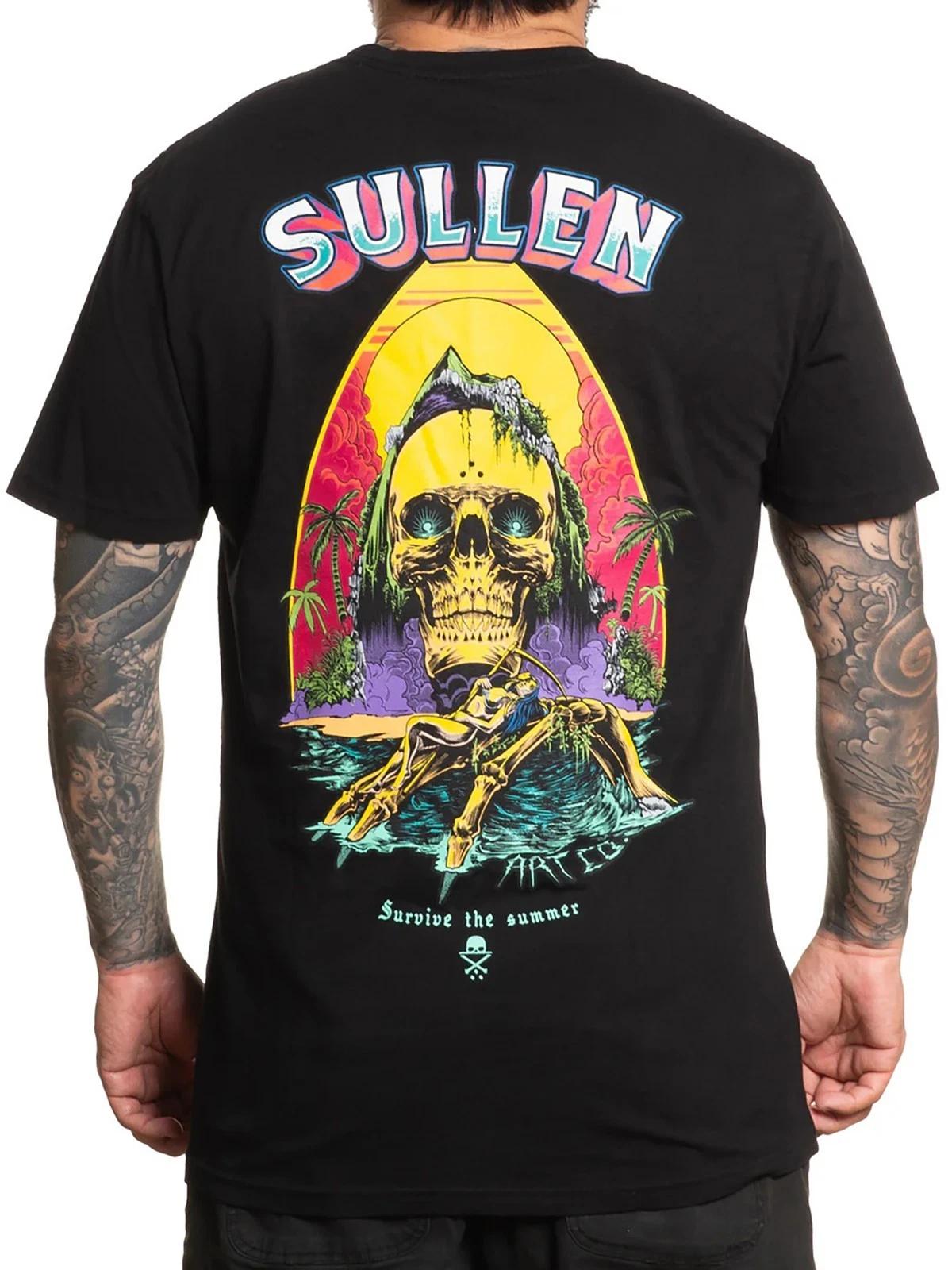 

Sullen Men s Survival Short Sleeve Premium T-shirt Tattoo Style Island Skull Tee XL
