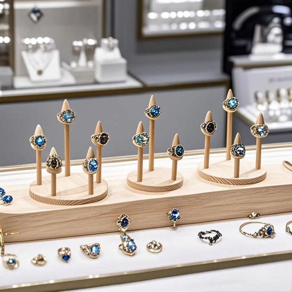 Wood Finger Rings Holder Modern Ring Storage Rack Bangle Storage Tray  Bracelets Necklace Earrings