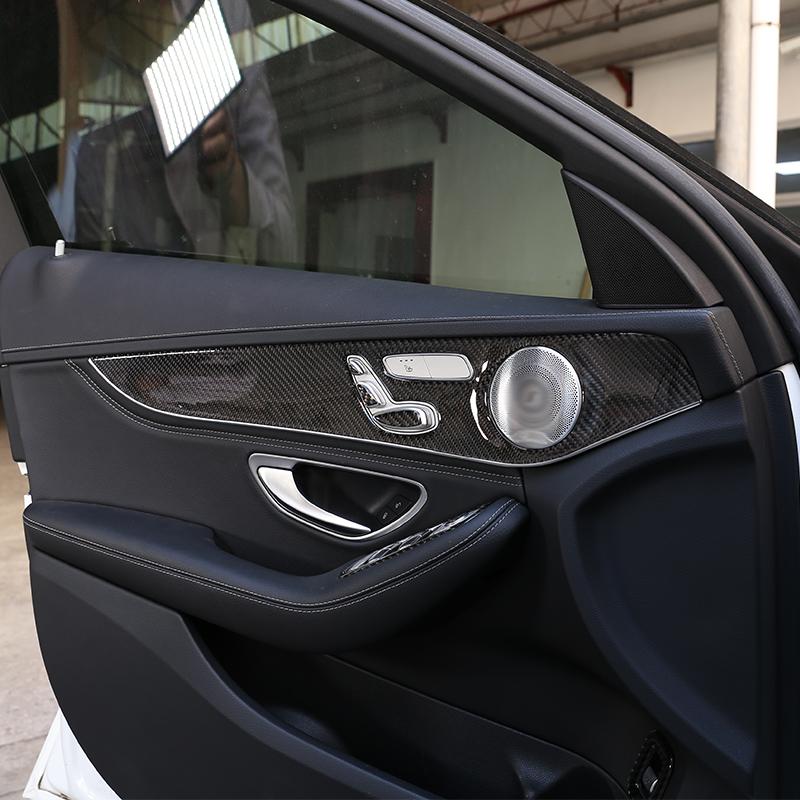 Soft Carbon Fiber For Mercedes Benz C Class W205 GLC Class 2014- Interior Door Decoration Panel Cover Trim Car Accessories