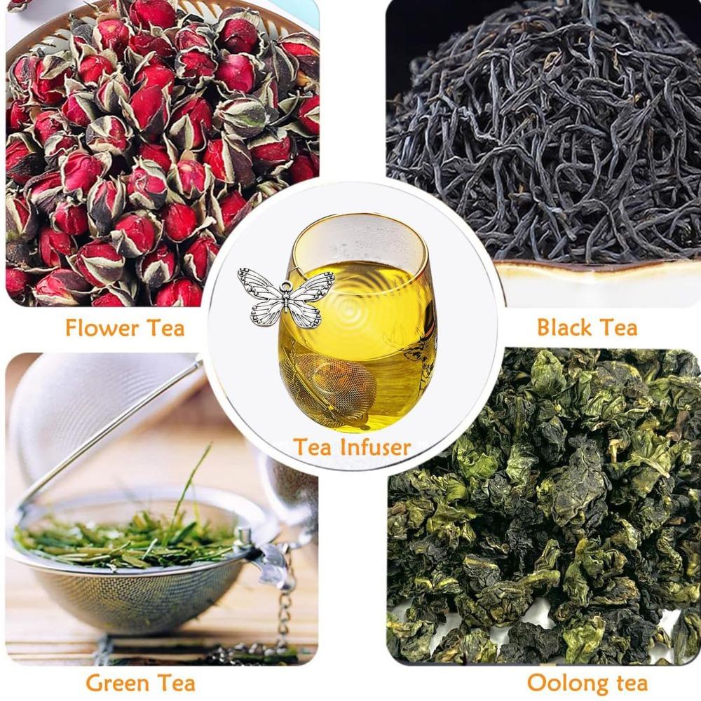 2PCS Stainless Steel Butterfly Bee Chain Tea Infuser Fine Mesh Spice Ball Tea Strainer  Soup