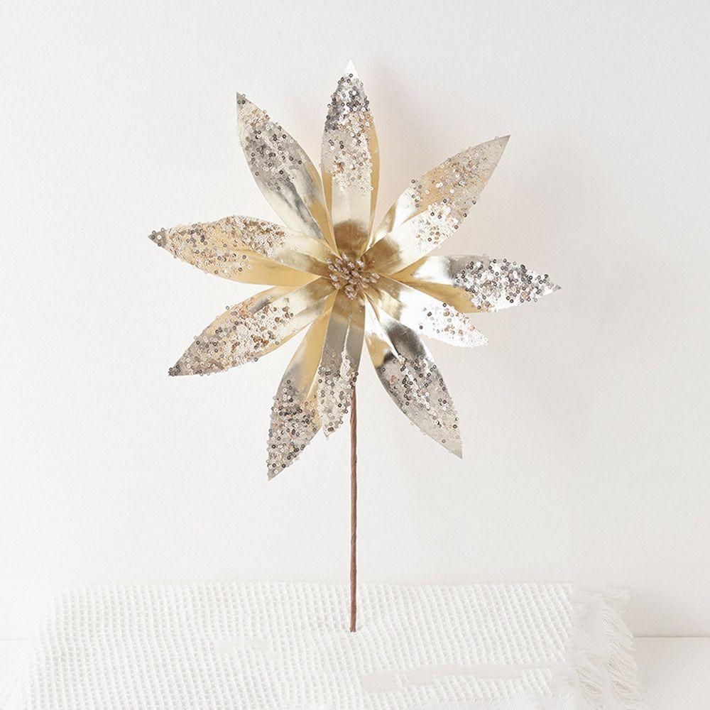 Simulation Christmas Glitter Flower DIY Christmas Tree Decorations  New Year Decor Gifts