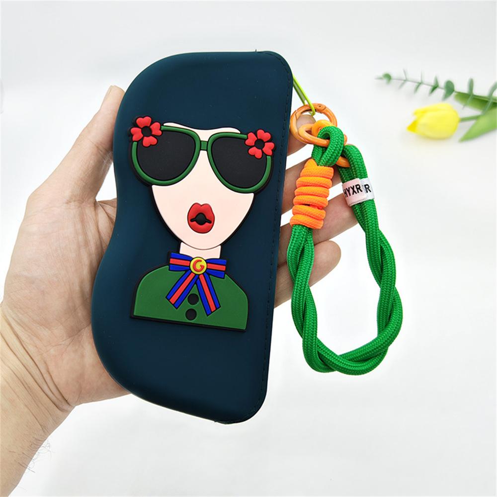 2025 New Portable Silicone Zipper Glasses Bag Sunglasses Protective Cover Waterproof Storage Bag Braided Lanyard Eyeglasses Case