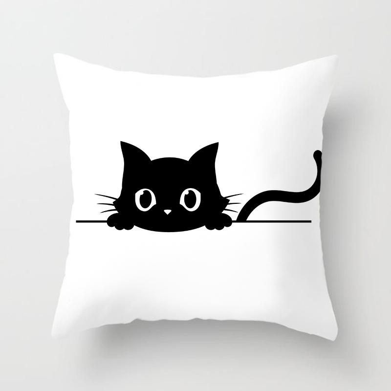Skull Cat Black Home Decor Cushion Cover Naughty Sofa Car Decoration 45x45cm Pillowcase Square Polyester