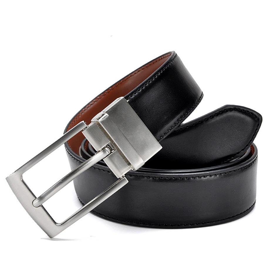 Men'S Simple Pin Buckle Double-Sided Belt, Casual Belt Belt Belt Rotating Buckle