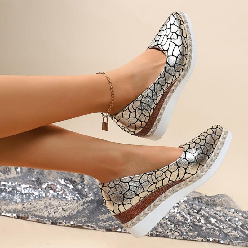 Slope Heel Shoes Spring New Style Pointed Head Shallow Mouth Straw Plaited Sole Soft Sole Non-slip Heel Shoes