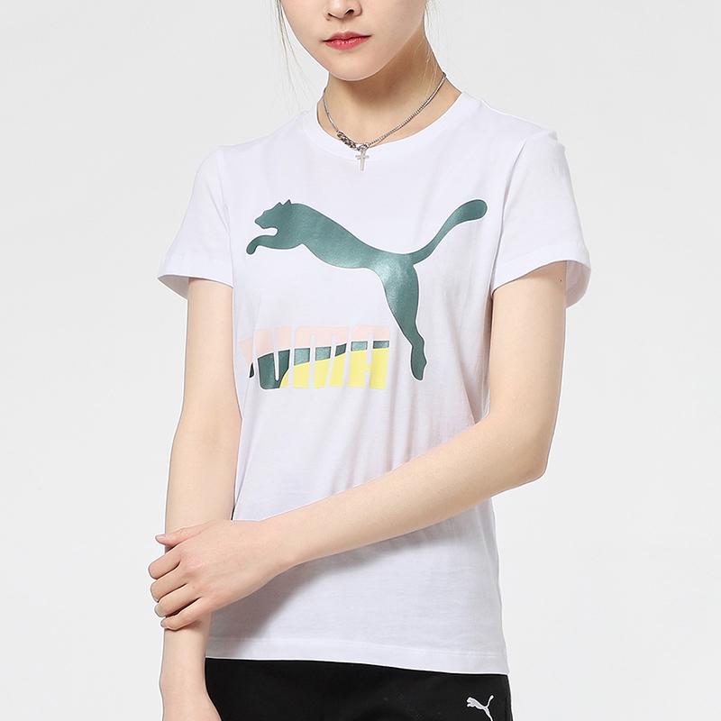 Puma Running Training Casual Round Neck Short Sleeve T-Shirt Women tops White 532282-52