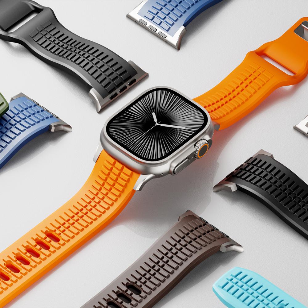 Rubber Watchband For Apple Watch Band Ultra 3 2 1 49mm Sports Silicone Bracelet For iWatch 11 10 9 8 SE 46mm 45mm 44mm Men Strap
