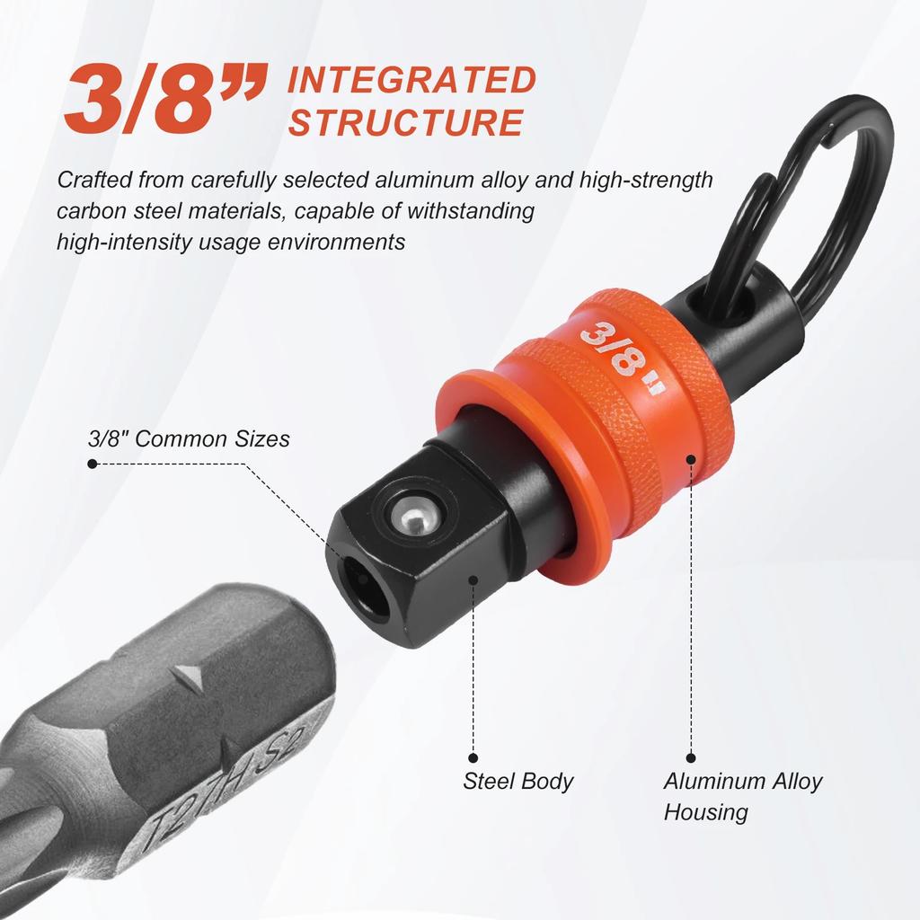 5PCS Socket Holder Keychain 1/2" 3/8" Socket Organizer with Quick Release and Clip for Construction Workers, Carpenter Mechanics