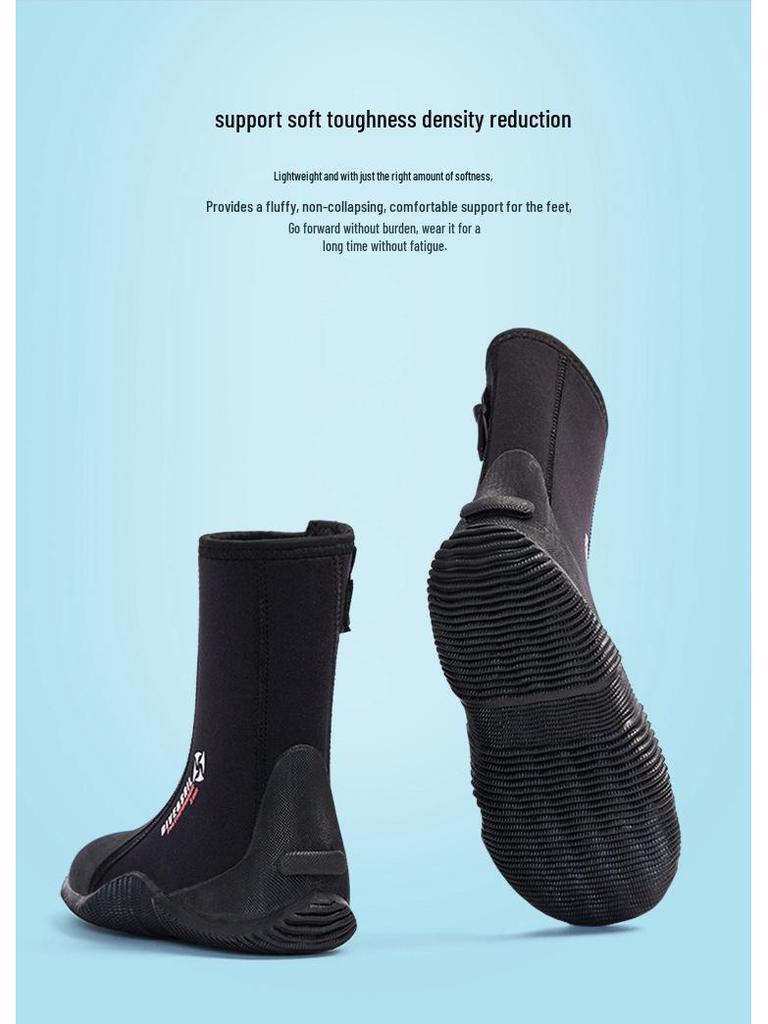 Unisex 5mm High-Top Diving Boots: Non-Slip, Puncture-Resistant Snorkeling, Surfing, and Canyoneering Shoes