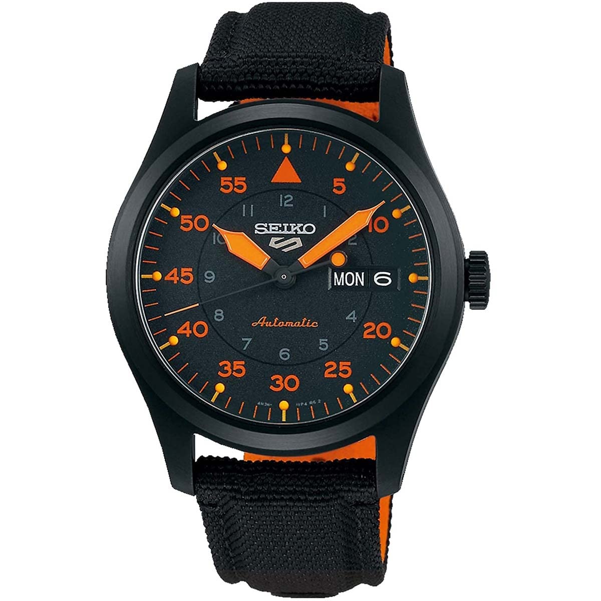

Seiko SRPH33 Watch 41 Hour Power Stainless Steel Black Nylon Blue and Orange Water Resistant to Men s Reserve, Case, Strap, Dial, Day/Date Display,