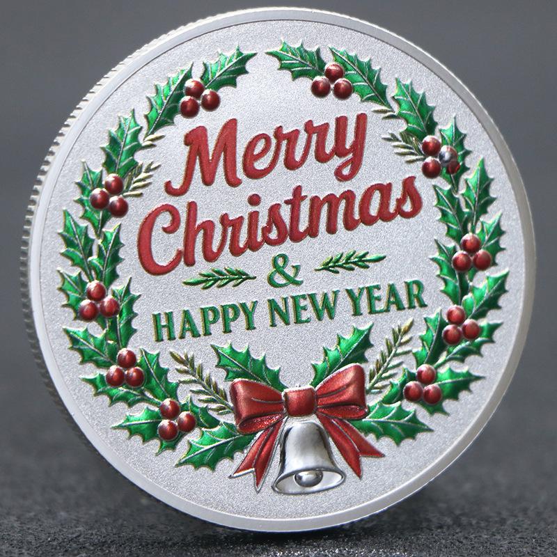 Christmas Sleigh Colored Commemorative Coins, Santa Claus Commemorative Medals, Christmas Eve, Fun Lucky Coins, Christmas Gift, Stocking Stuffers