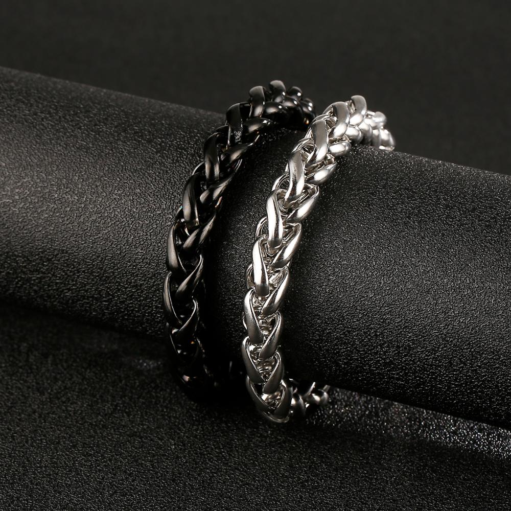 Kalen 316L Stainless Steel Singapore Twisted Chain Men's 210mm Simple Spring Clasp Bracelet Jewelry Accessories