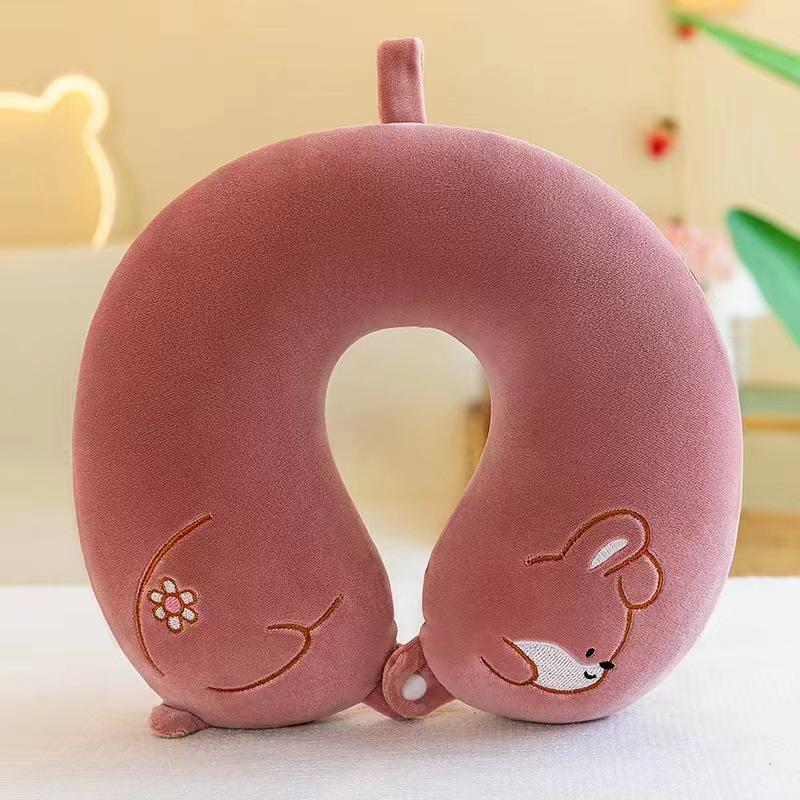 Customizable Cartoon Embroidery U-Shaped Memory Foam Neck Pillow for Travel & Home