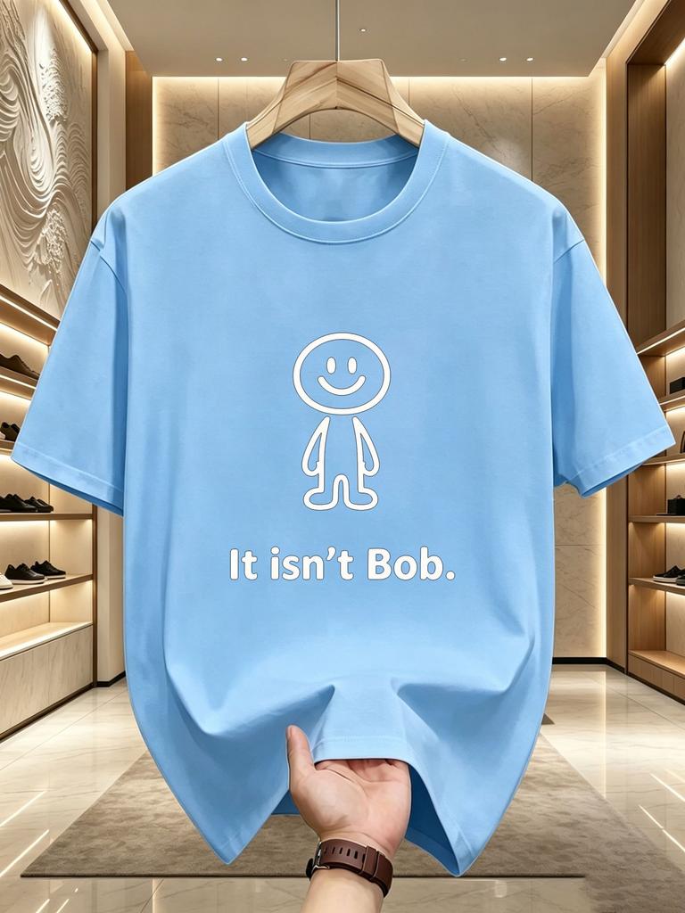 Unisexs Soft Cotton Crew Neck Tee Minimal Stick Figure It Isn t Bob Graphic Funny Meme Short Sleeve Daily Casual Top For Unisex