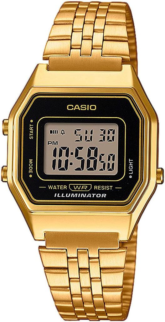 Casio Standard Montre Femme Quartz Digital Cadran Noir Bracelet Acier - LA680WEGA-1ER - - - - - Doré