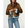 Fall New Women's Clothing American Lapel Long Sleeves Pu Suede Effect Short Jacket 4968224