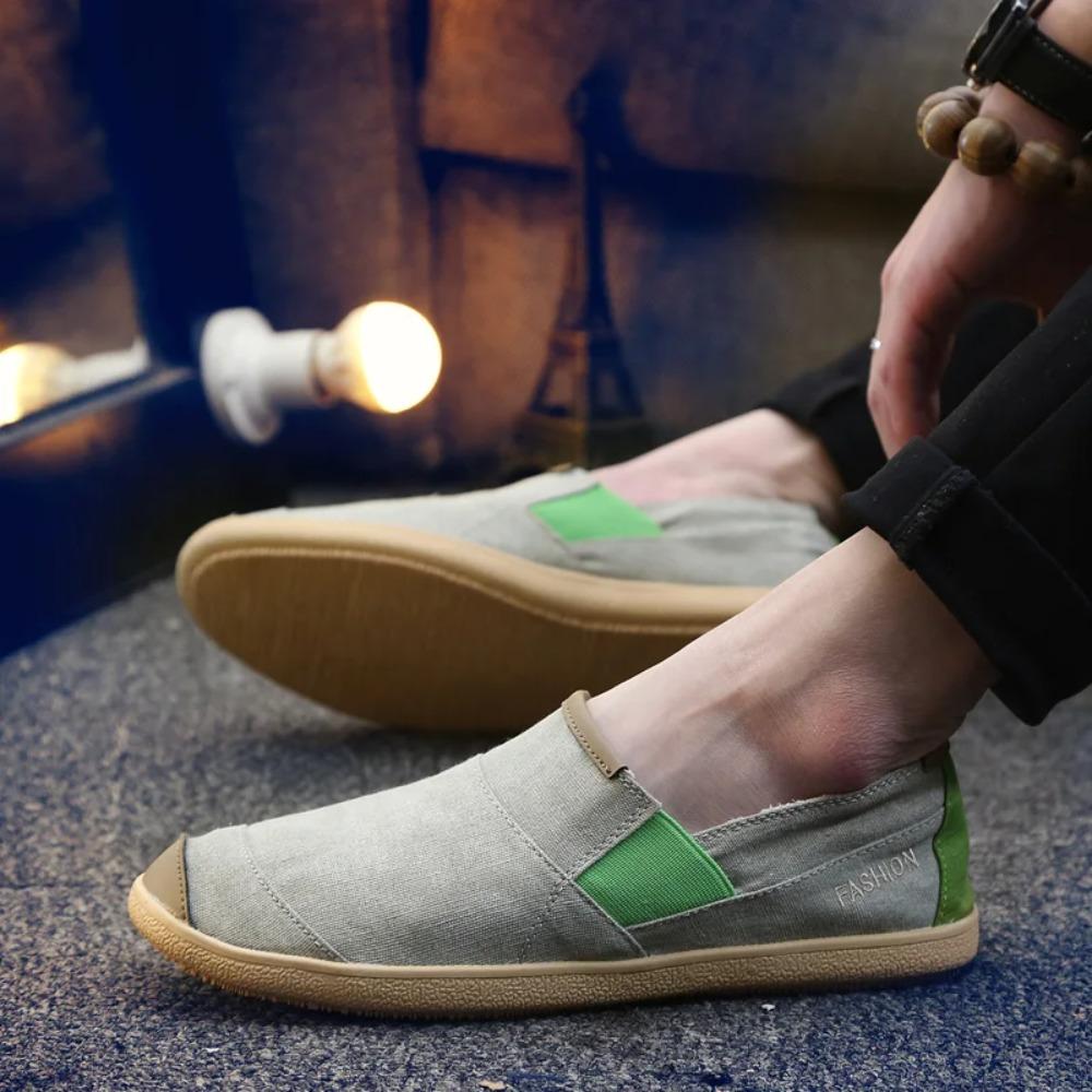 New Breathable and Comfortable One Step Fashion Men's Canvas Anti Slip LightweightDriving Shoes Sneakers Men