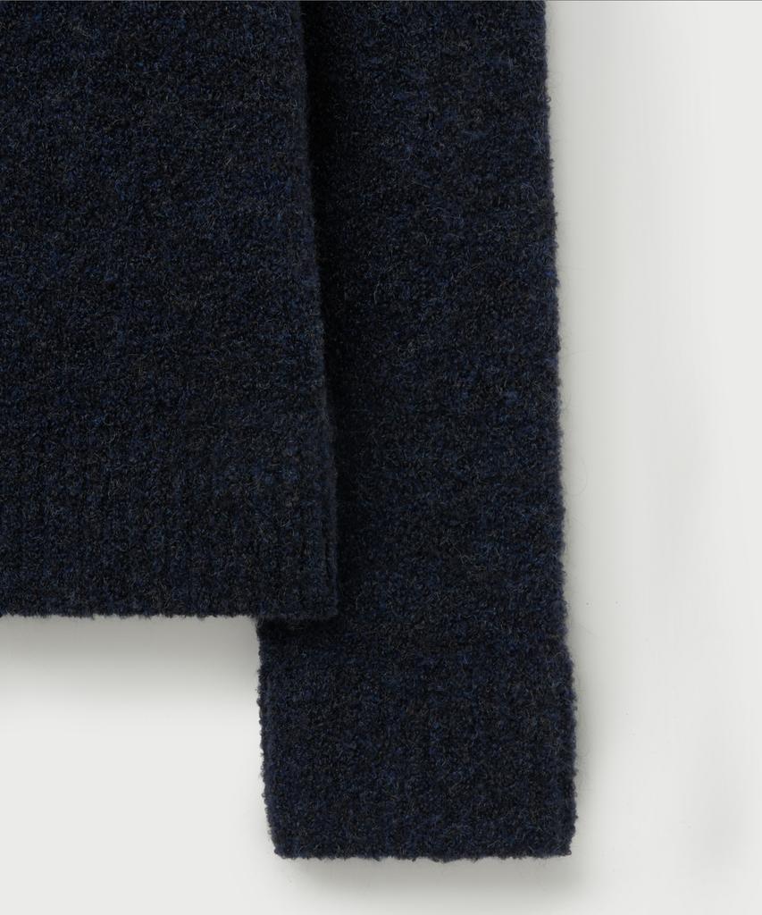Seteo Fleece Half Neck Knit Zip-Up Navy