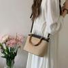 Weaving Bag Summer New Bamboo Handle Tote Straw Bag Niche Simple Shoulder Crossbody Bucket Bag Women's Bag