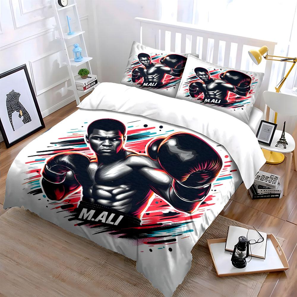 Boxing Champion Art Illustration Bedding Set for Kids Luxury Gift 3pcs Digital Print Comforter Set Soft Comfortable Breathable