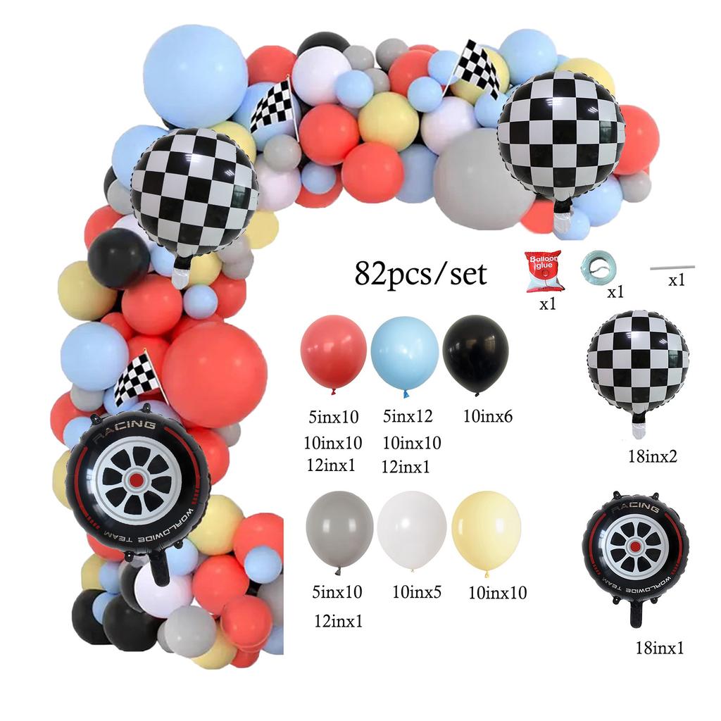 Racing Themed Birthday Party Balloon Boy Set With Background Cloth Baby Shower Venue Decoration