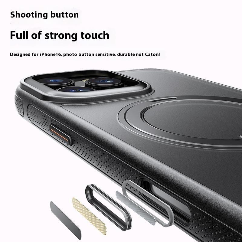 For iPhone 16 Pro Max Magnetic Case Rotating Gear Pivot Kickstand PC+TPU Phone Back Cover