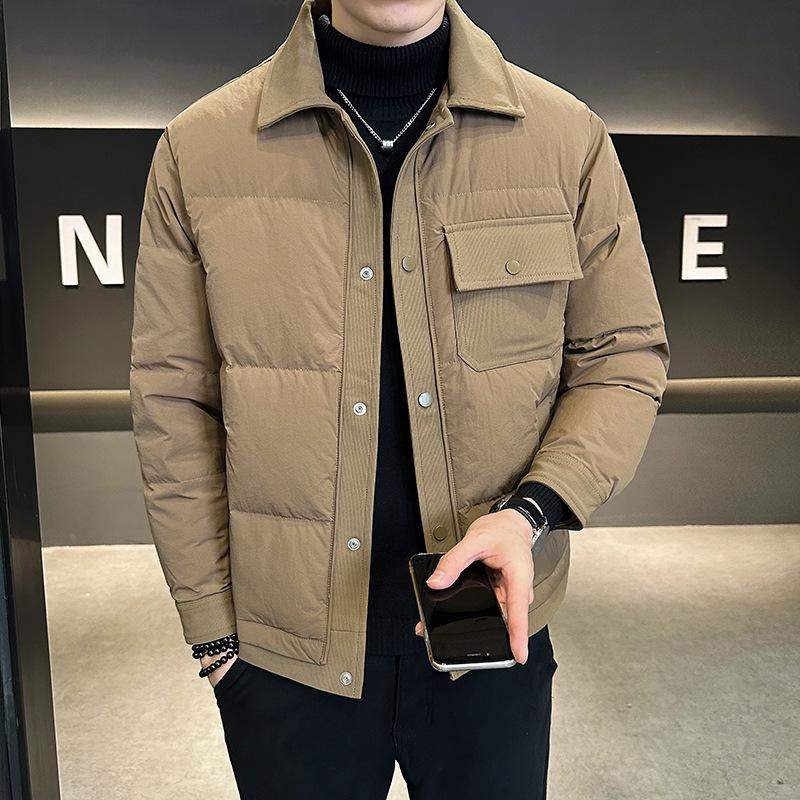 Men's 2024 Slim Fit Short Lightweight Down Jacket - Winter Thickened Warm Outerwear with Lapel