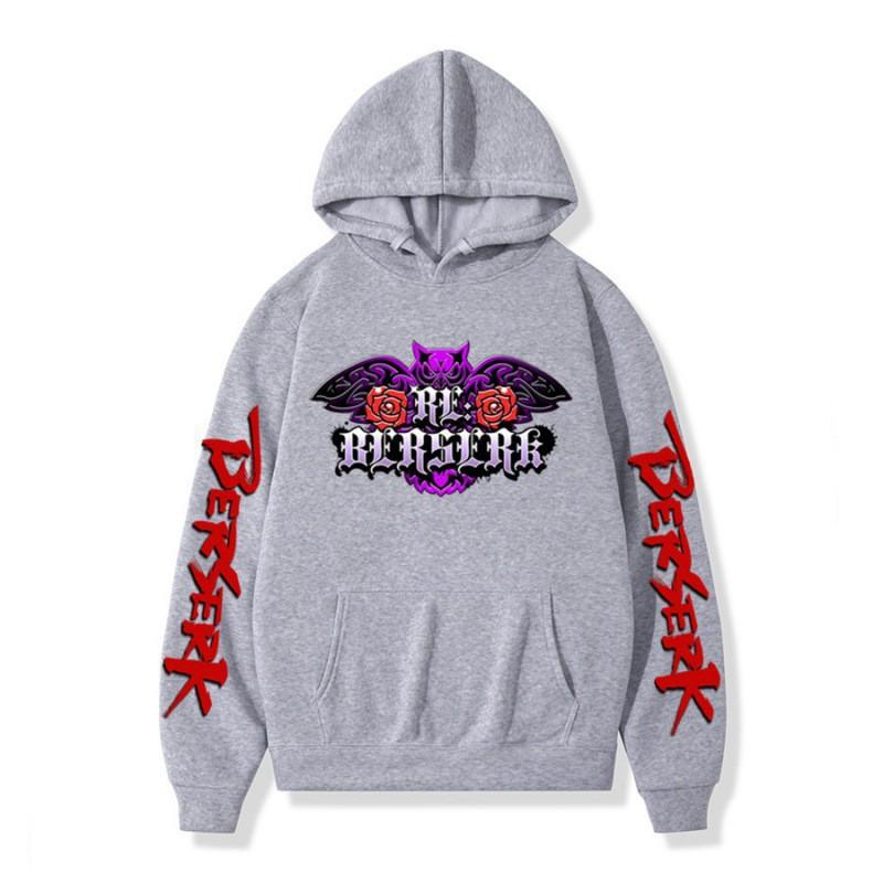 Berserk Anime Hoodie Men - Streetwear Oversized Pullover With Printed Design Fleece-Lined Unisex Fit