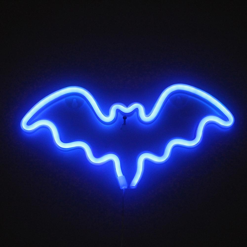 Bat Neon Sign LED Night Lights USB Battery Powered Halloween Wall Decoration Indoor Neon Wall Hanging Lamp For Home Bar Party