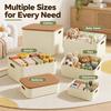 Cream Storage Box with Lid, Stackable PP Organizer Bin with Handles for Closet, Shelf, Kids Room and Home Storage