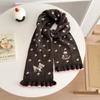Ladies' Scarves Korean Cartoon Deer Floral Kawaii Sweet Versatile Cute Scarfs Thicked Warm High-Quality Cashmere Knitted Scarfs