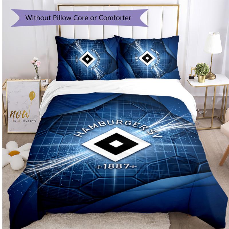 Set Lenzuola Stampato Calcio Hamburger SV 3 Pezzi, Comodo Set Copripiumino per Camera da Letto Amico della Pelle