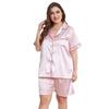 Pajamas women's summer ice silk short-sleeved shorts two-piece set wearing large size loose fat MM loungewear