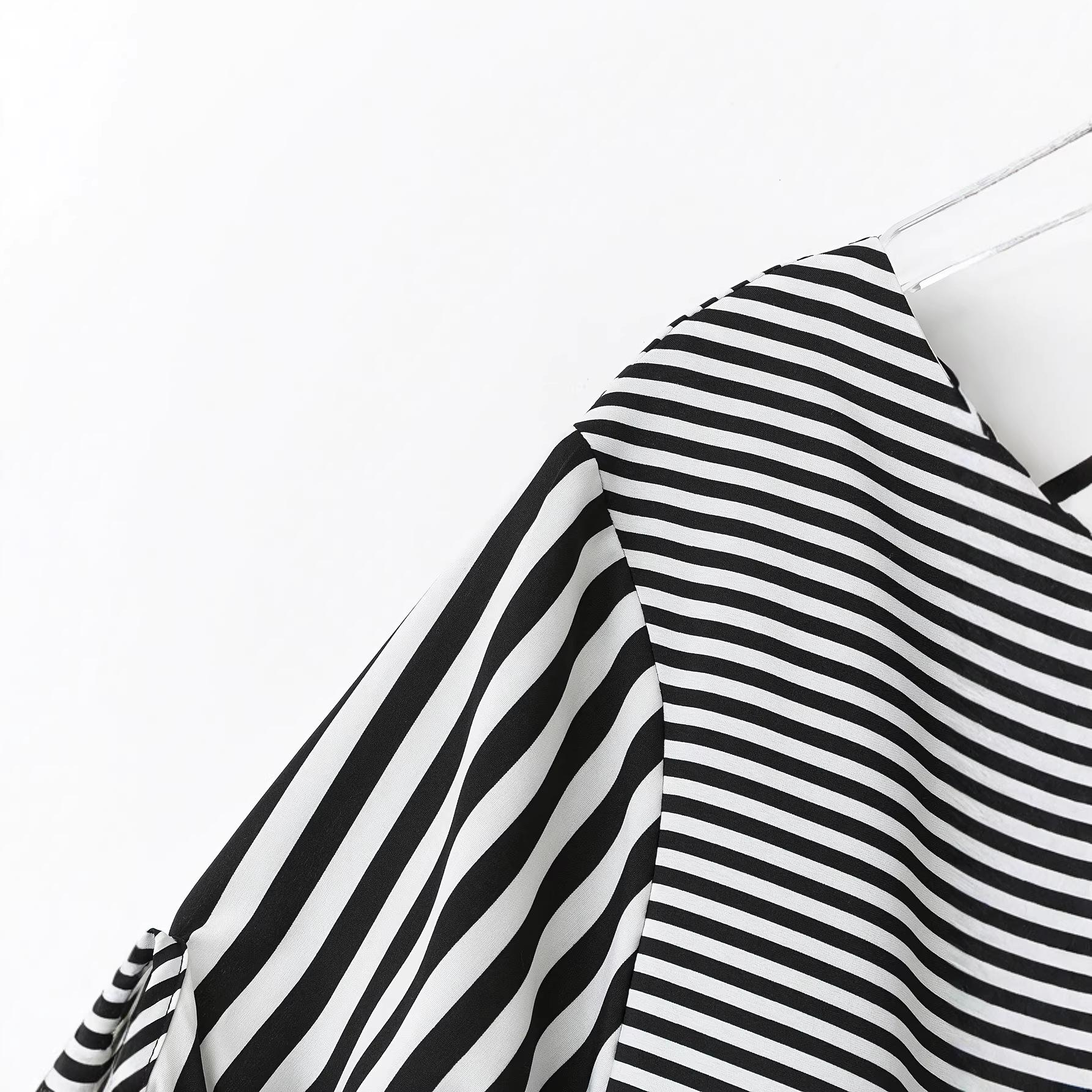 2024eBay Amazon wish plus size women s V-neck asymmetrical striped stitching dress s чёрный