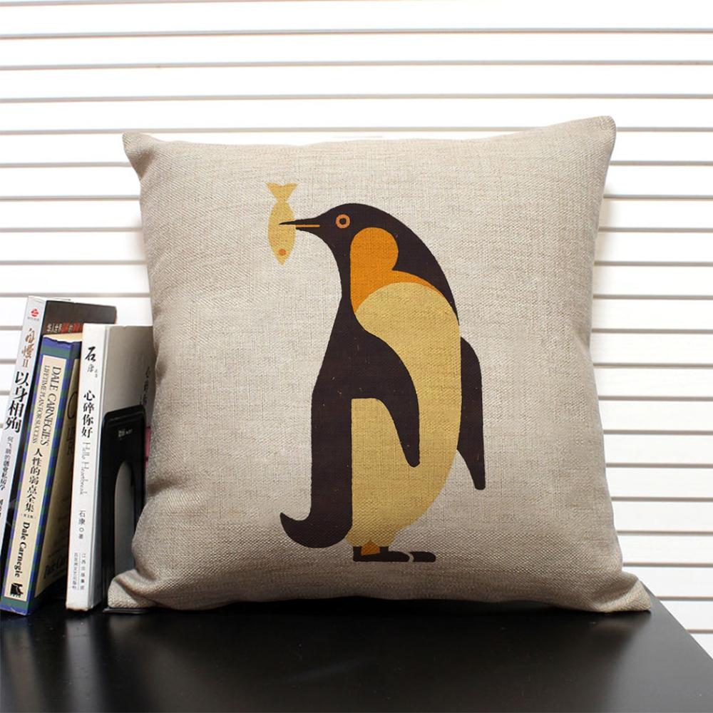 Cute Cartoon Animal Cushion Cover Funny Penguin Pillow Case Bedroom Living Room Sofa Decoration Pillowcase 45x45 Children's Gift